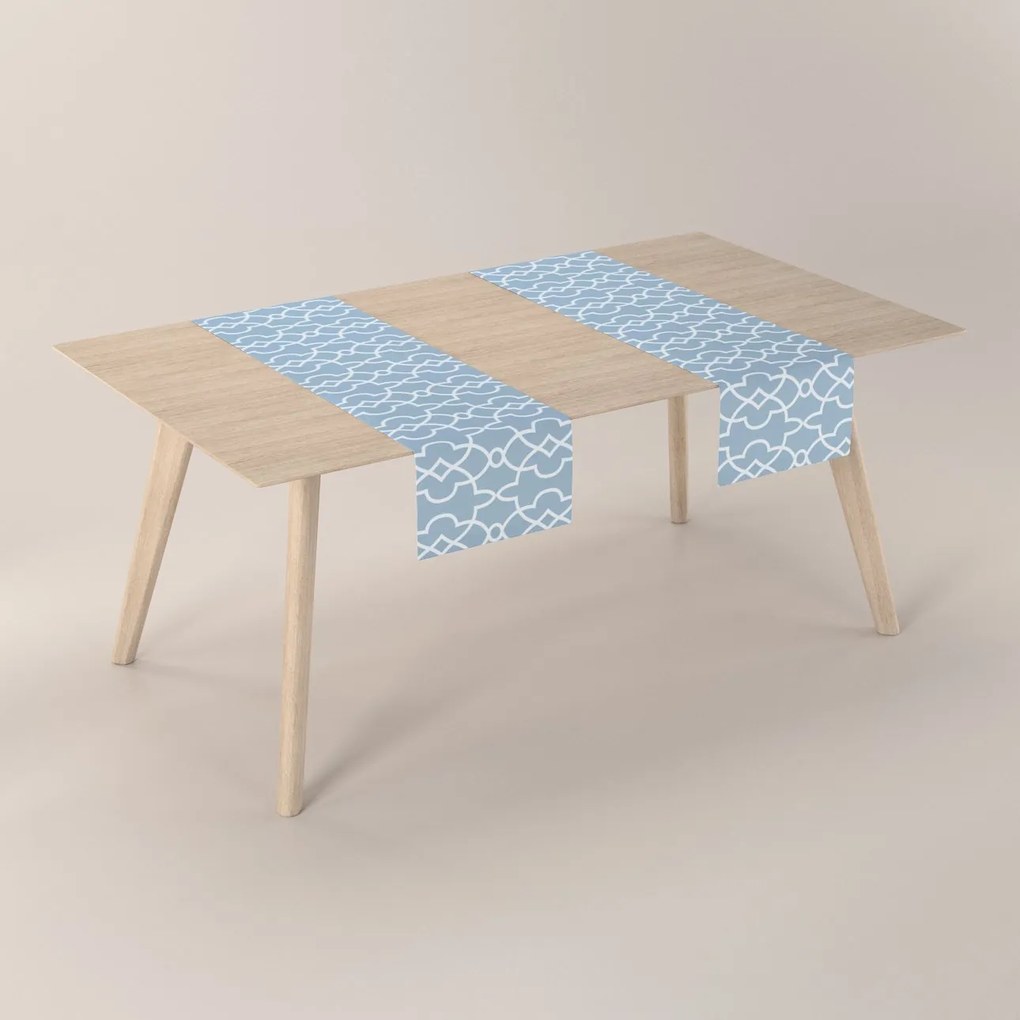 Dekoria Rechthoekige tafelloper, blauw-wit, 40 x 130 cm