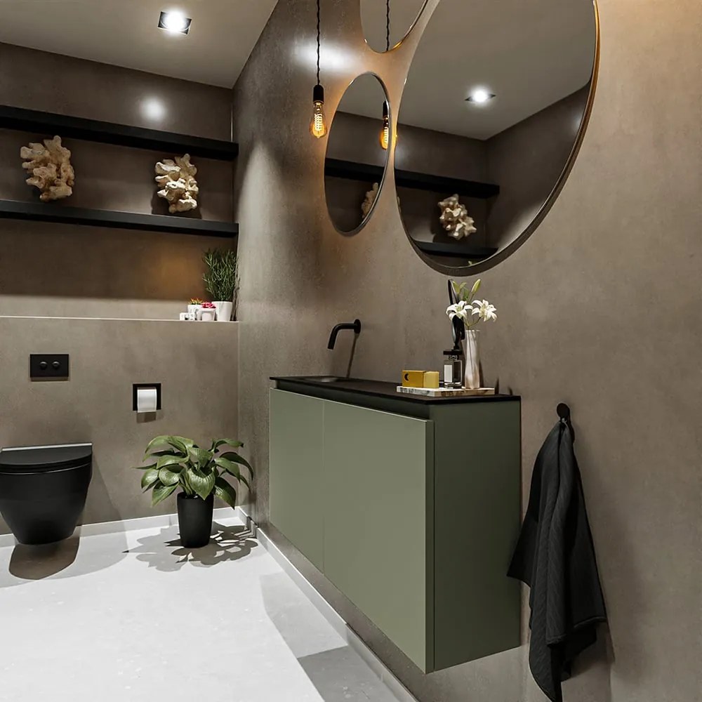 Mondiaz Ture 100cm toiletmeubel army met wastafel urban links geen kraangat