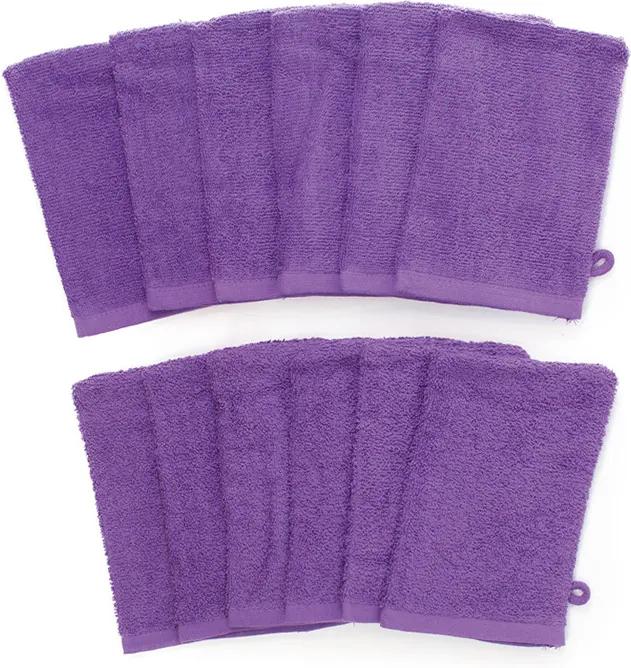 The One Towelling 12-PACK: Washandjes - 16 x 21 cm - Paars