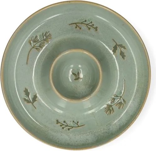 Dipschaal met takjes, reactief glazuur, groen, Ø24 cm