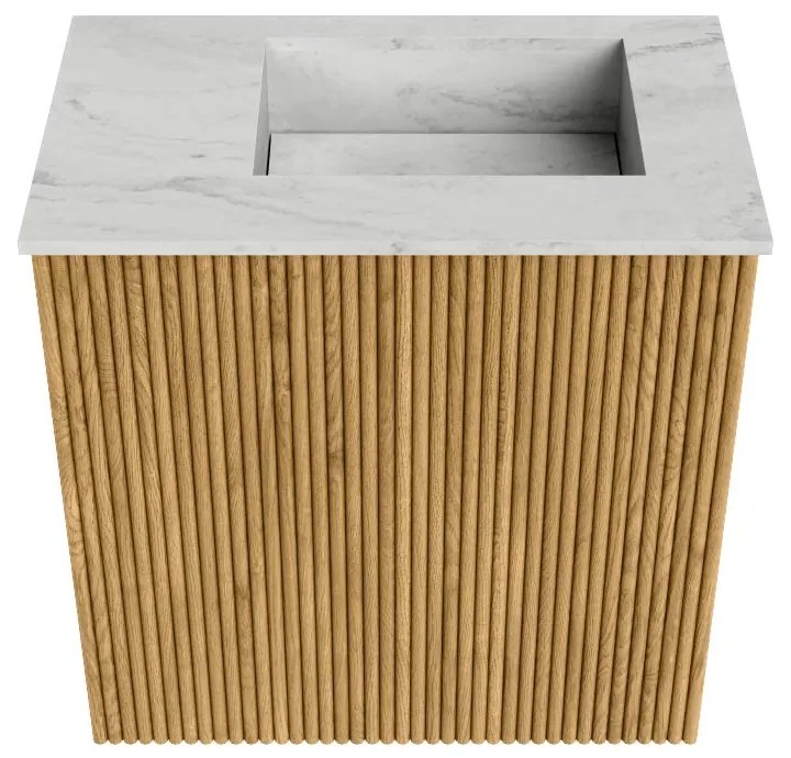 Mondiaz Joya DLux 40cm toiletmeubel oak met wastafel faye rechts zonder kraangat opalo