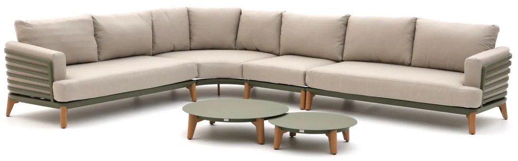 Hoek loungeset Bellagio  | 6 personen | Loungeset Groen/Beige | Hoekbank Aluminium | 349x277cm | Kees Smit Tuinmeubelen
