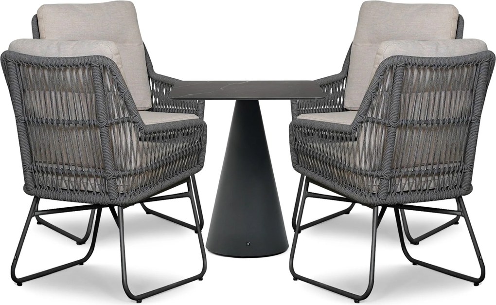 Lifestyle Garden Furniture Vicente/Serino X Dining Tuinset Rope Grijs 5-delig