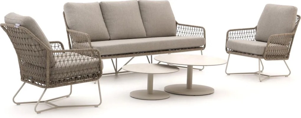 Stoel-bank loungeset Intenso  | 5 personen | Loungeset Beige | Rope (touw) | Kees Smit Tuinmeubelen