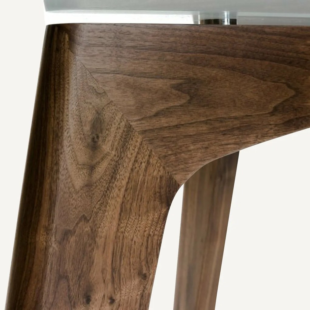 Rechthoekige tafel van glas en massief notenhout, Kristal