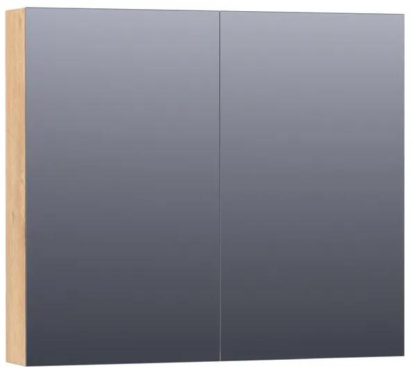 BRAUER Plain Spiegelkast - 80x70x15cm - 2 links/rechtsdraaiende spiegeldeuren - MFC - nomad SK-PL80NM