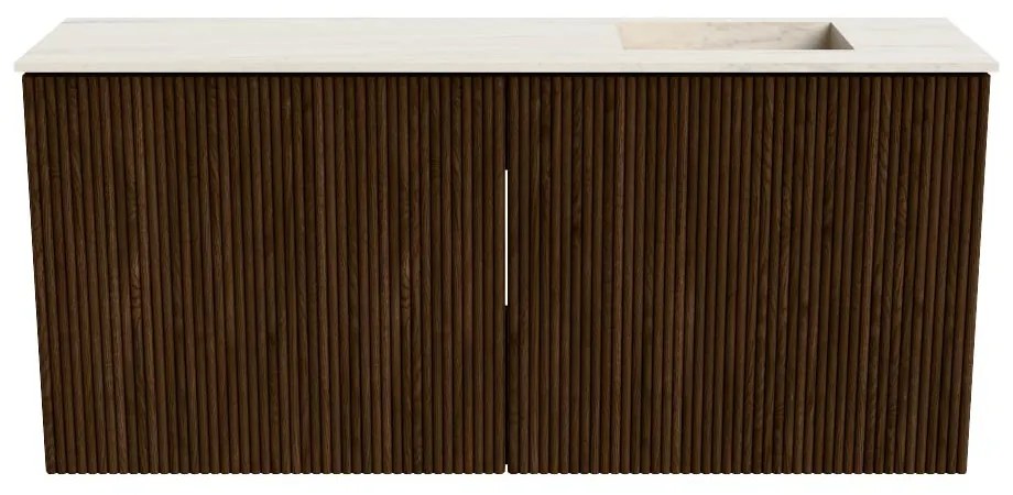 Mondiaz Joya DLux 90cm toiletmeubel walnut met wastafel faye rechts 1 kraangat meli