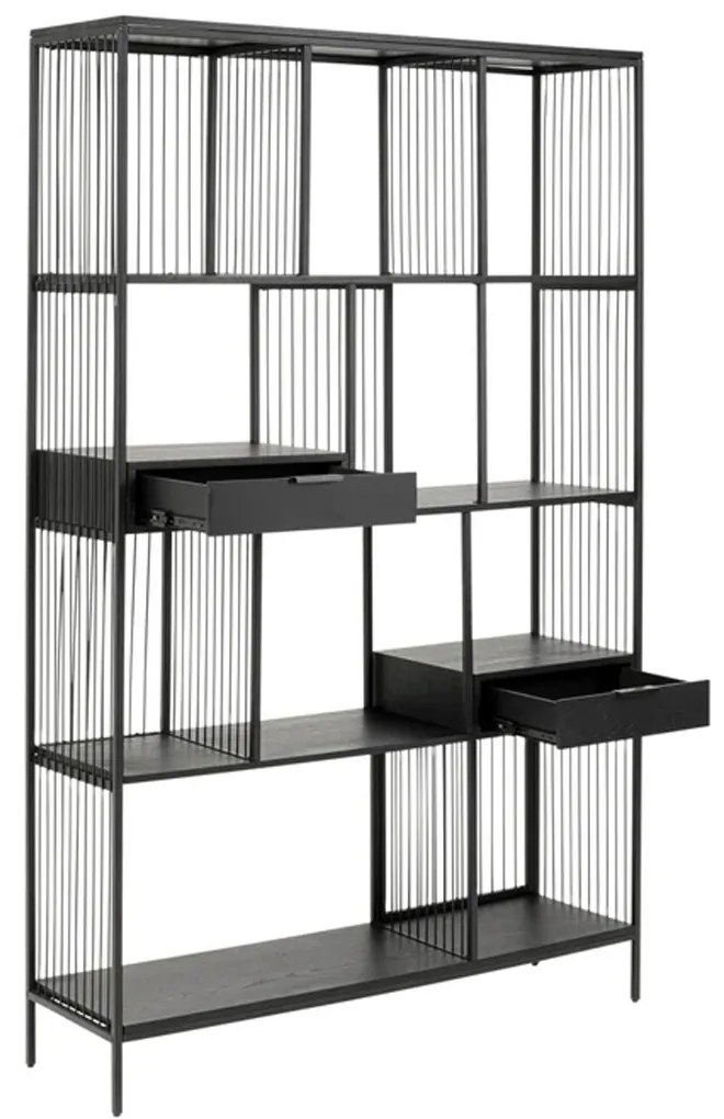 Kare Design Bologna Moderne Vakkenkast Zwart Hout En Metaal