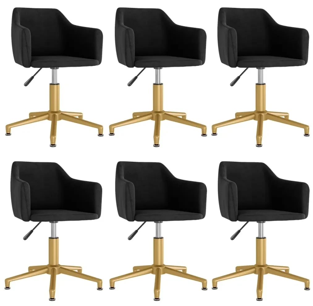 vidaXL Eetkamerstoelen draaibaar 6 st fluweel zwart