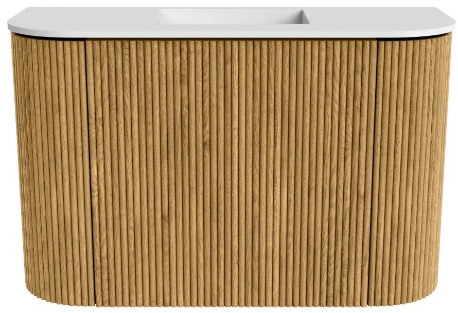 Mondiaz Joya 65cm toiletmeubel ronding links/rechts oak met wastafel faye midden zonder kraangat talc