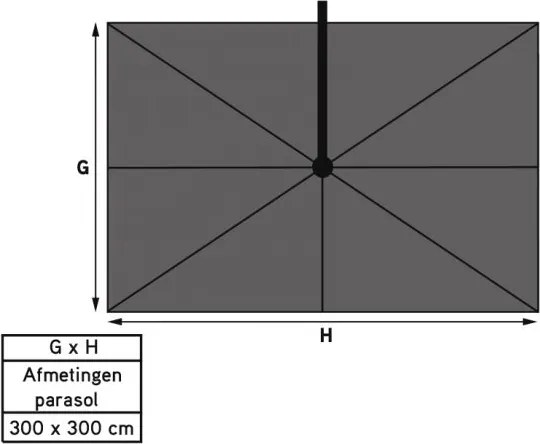 Platinum Challenger Zweefparasol T2 3x3 m - Olijf met voet en hoes