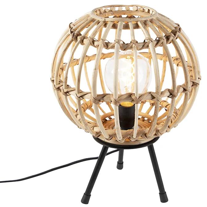 Landelijke tafellamp tripod bamboe 30 cm - Canna Landelijk / Rustiek E27 bol / globe / rond Binnenverlichting Lamp
