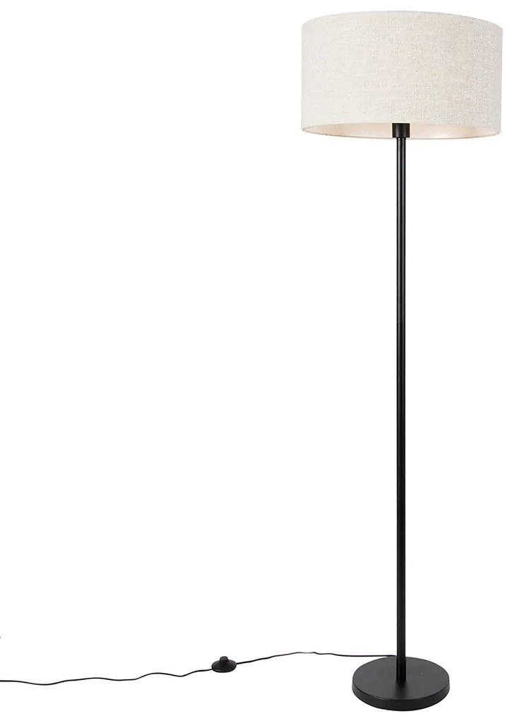 Vloerlamp zwart met kap lichtgrijs 50 cm - Simplo