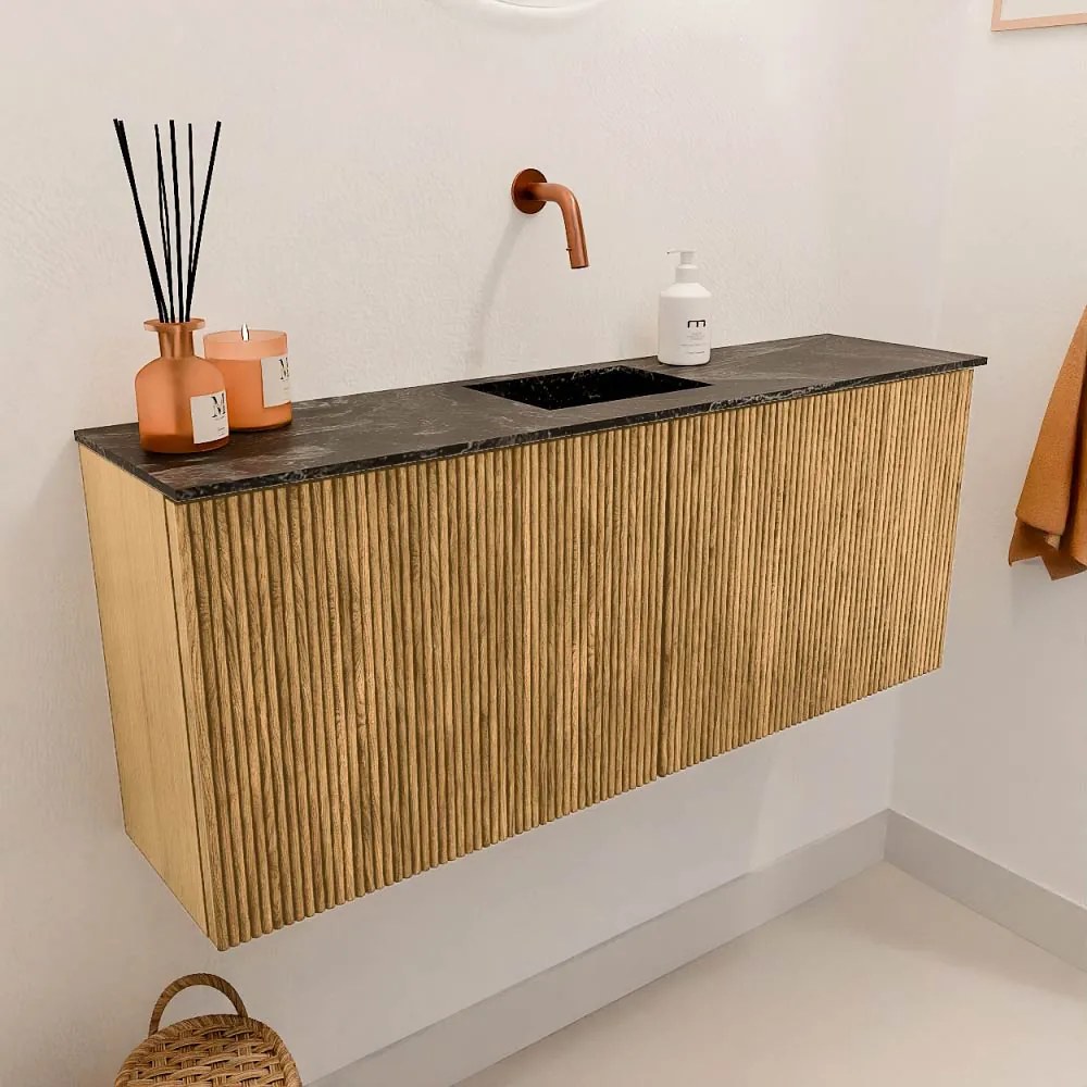 Mondiaz Joya DLux 100cm toiletmeubel oak met wastafel faye midden zonder kraangat lava