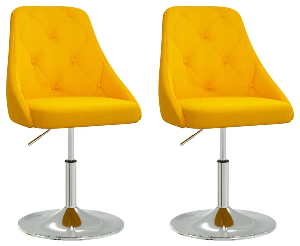 vidaXL Eetkamerstoelen draaibaar 2 st stof geel