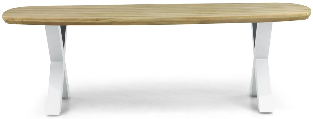 Dining Tuintafel rechthoekig 240 x 100 cm Aluminium/Teak Wit Falcon/Cardiff