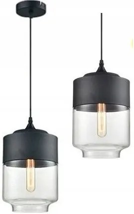 Hangende glazen plafondlamp Zenit C Zwart
