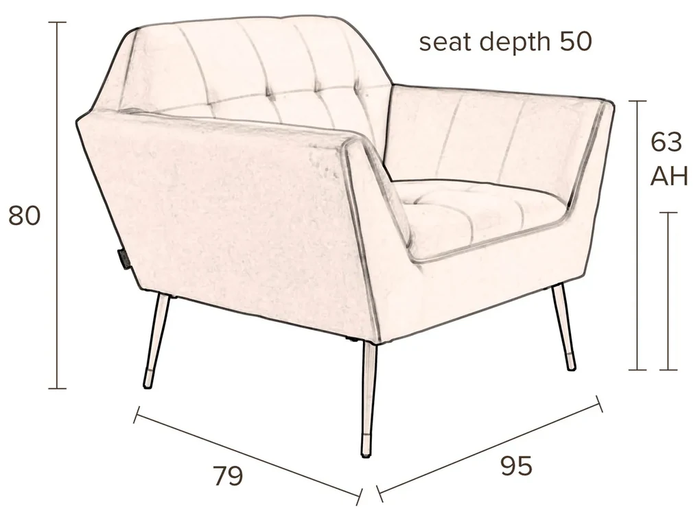 Dutchbone Kate Blauwe Fauteuil Fluweel