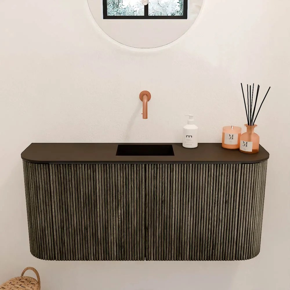 Mondiaz Joya 95cm toiletmeubel ronding links/rechts shadow met wastafel faye midden zonder kraangat urban