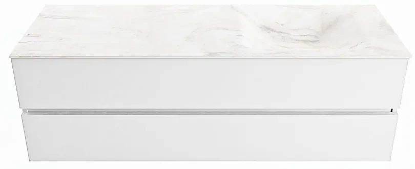 Mondiaz Vica DLux badmeubel 150cm talc 2 lades met wastafel ostra rechts zonder kraangat