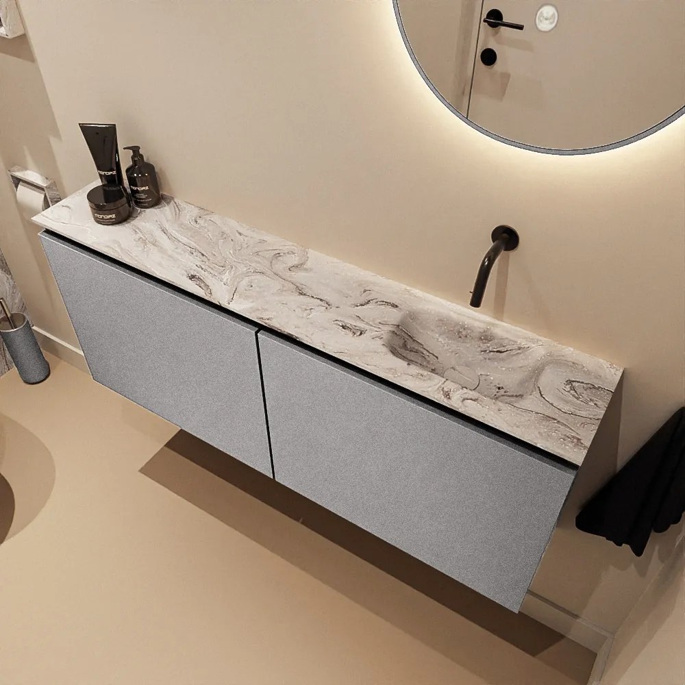 Mondiaz Ture DLux toiletmeubel 120cm plata met wastafel glace rechts zonder kraangat