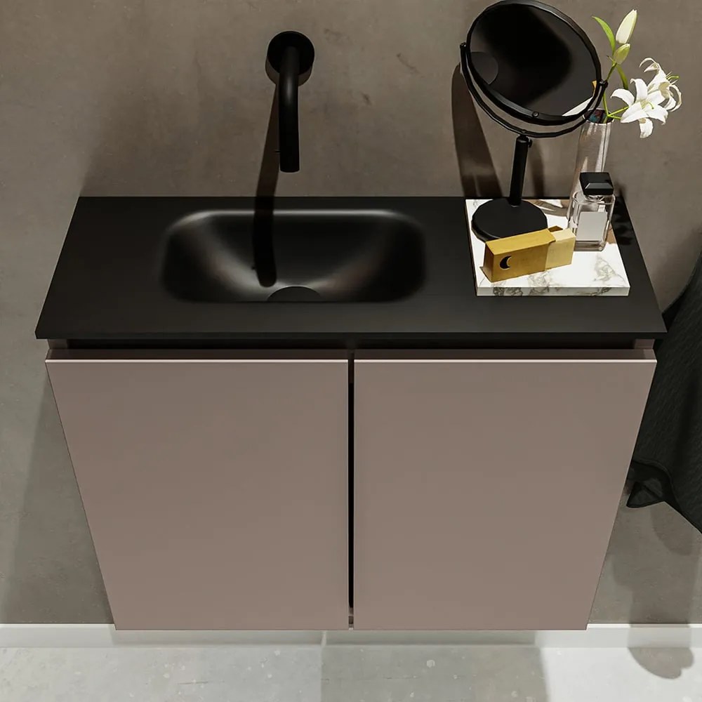 Mondiaz Ture 60cm toiletmeubel smoke met wastafel urban links geen kraangat