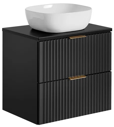 Comad Adele Black badkamermeubel 60cm mat zwart met witte waskom