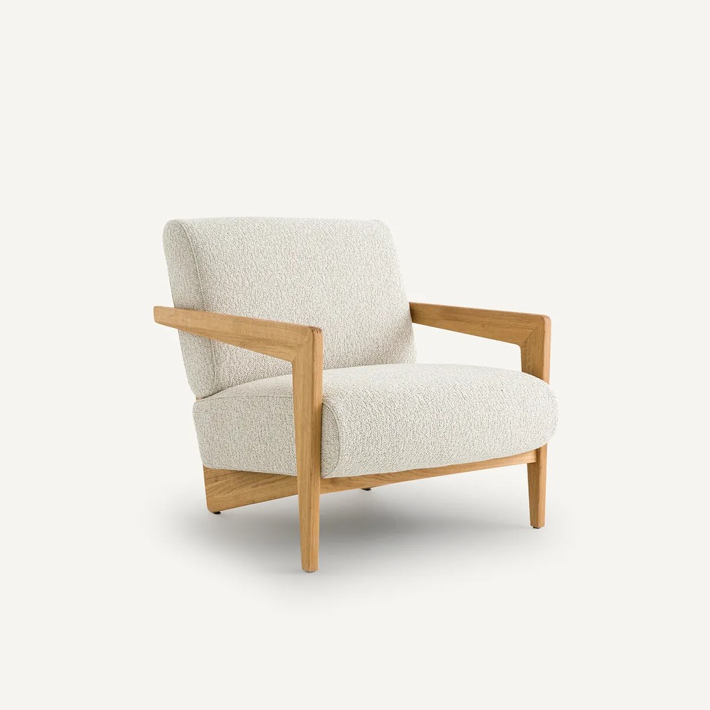 Fauteuil in massief eik en bouclette, Izag