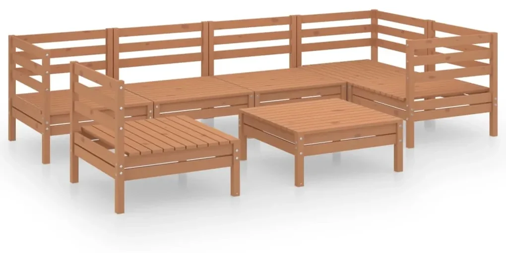 vidaXL 7-delige Loungeset massief grenenhout honingbruin