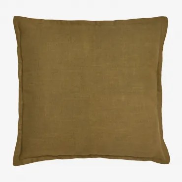 Vierkant Kussen 45x45 Cm Van Katoen Elezar Donkere Mosterd - Sklum