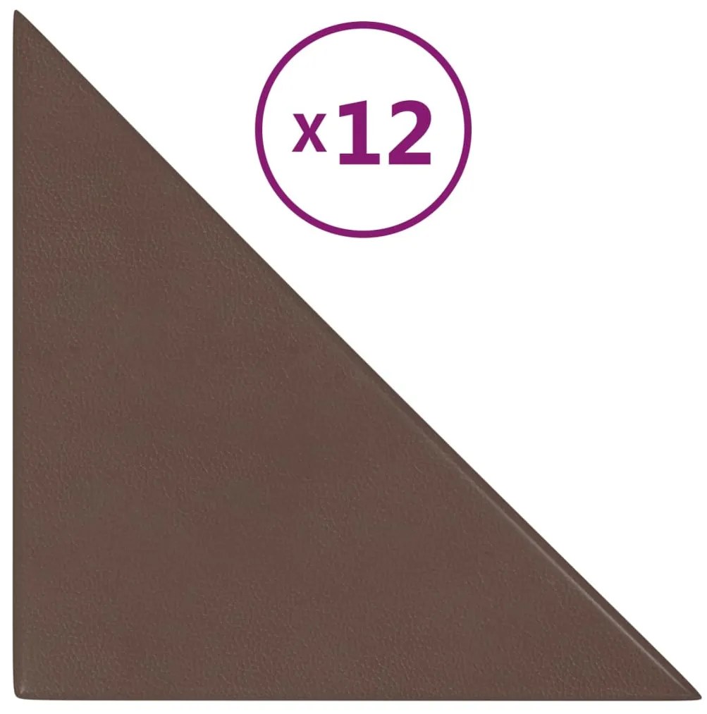vidaXL Wandpanelen 12 st 1,08 m² 30x30 cm kunstleer bruin