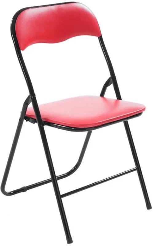 Moderne klapstoel, keukenstoel FELIX - kunststoffen stoel met beklede zit en rugleuning - rood/zwart