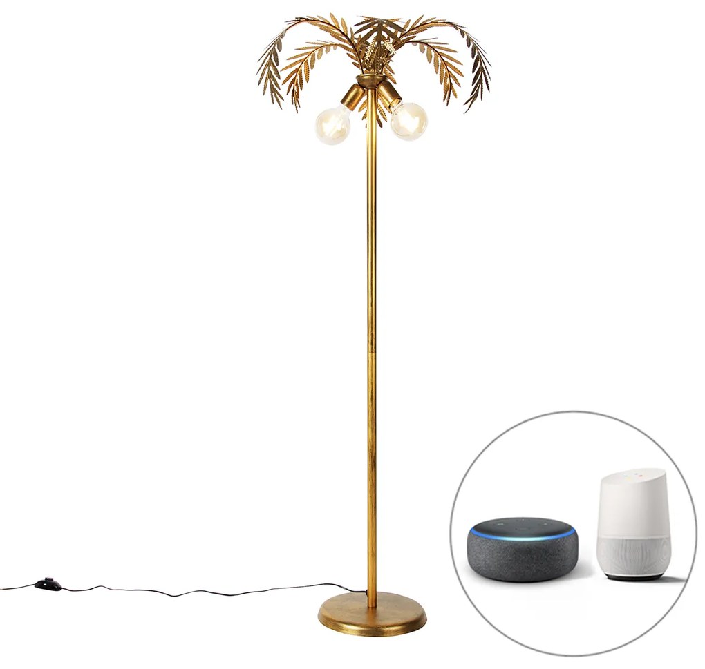 Smart vloerlamp goud 156cm incl. 2 Wifi G95 - Botanica Retro E27 Binnenverlichting Lamp