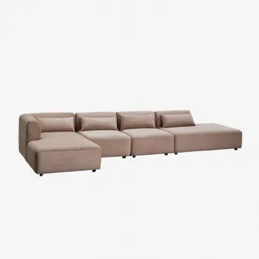 Modulaire Linkerhoekbank Met Chaise Longue Van 4 Delen Met Divan Fogler Corduroy Kameelbruin - Sklum