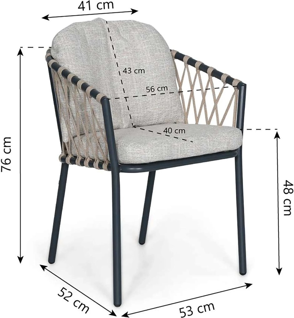 Tuinset Ronde Tuintafel 6 personen 150 cm Rope Grijs  Lifestyle Garden Furniture Morano/Arancia