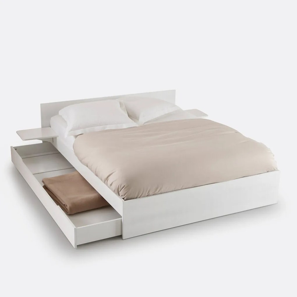 Bed met lattenbodem, lade en legplanken, Crawley