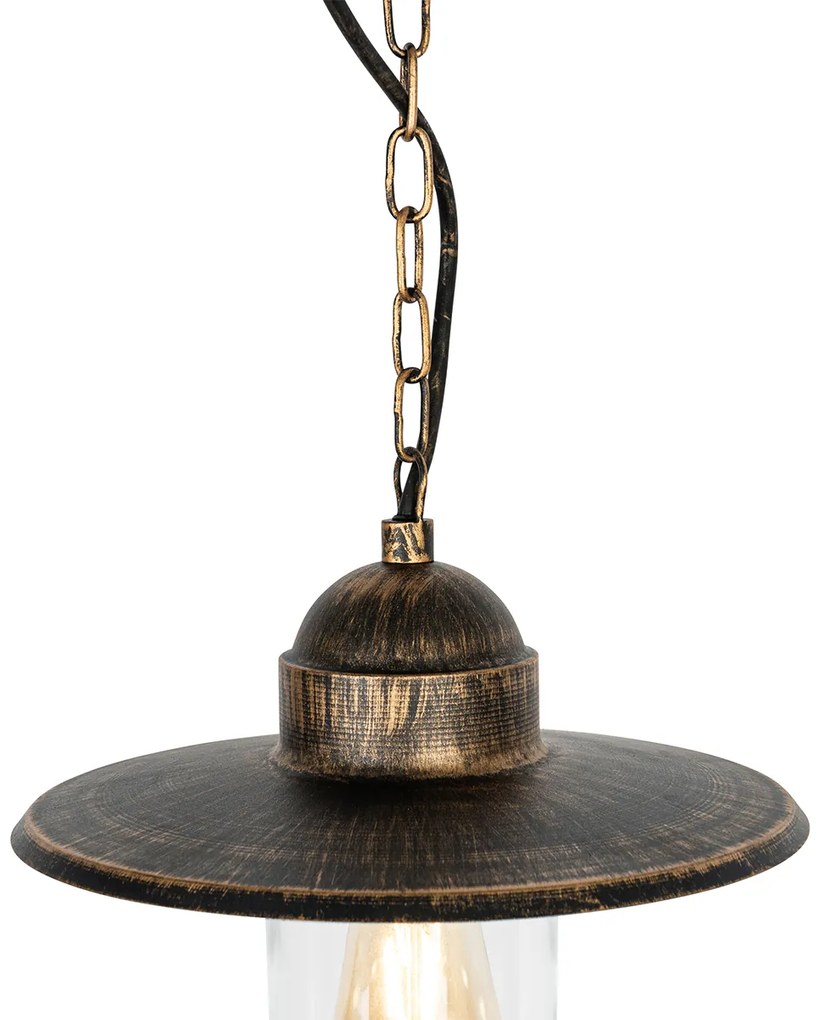 Landelijke buiten hanglamp antiek goud IP44 - Kansas