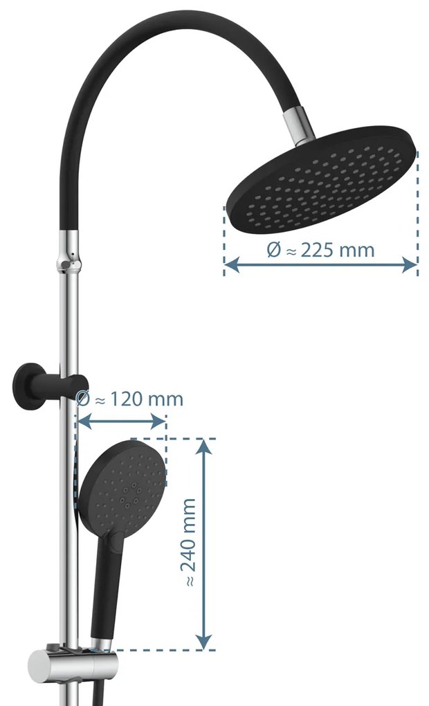 Schutte Matao regendoucheset 3 standen chroom/zwart