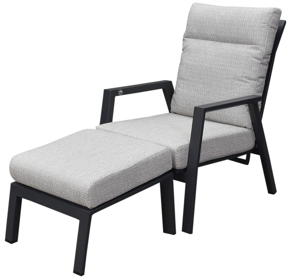 Barolo lounge balkonset 2 delig verstelbaar antraciet aluminium