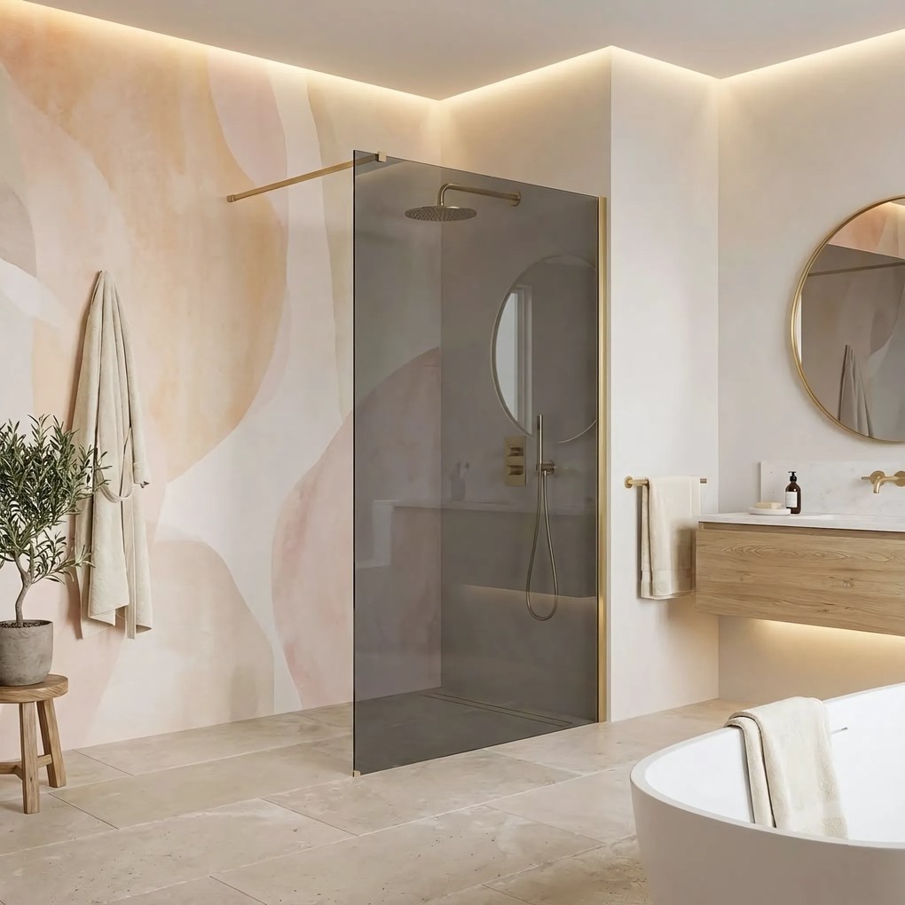 Walk-in douchewand Rea Flexi Grey / Brush Gold 110