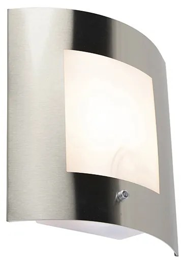 Buiten wandlamp staal IP44 schemersensor - Emmerald