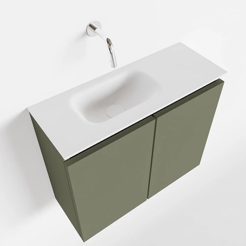 Mondiaz Ture 60cm toiletmeubel army met wastafel talc links geen kraangat