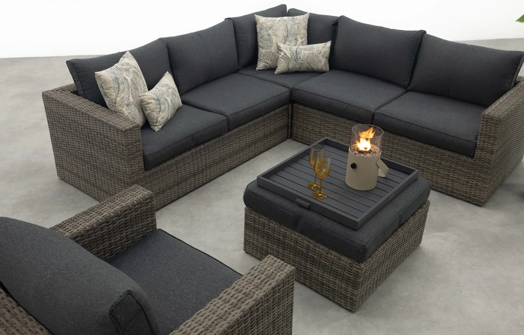 Atlanta wicker loungeset 5-delig – Organic grey - Garden impressions