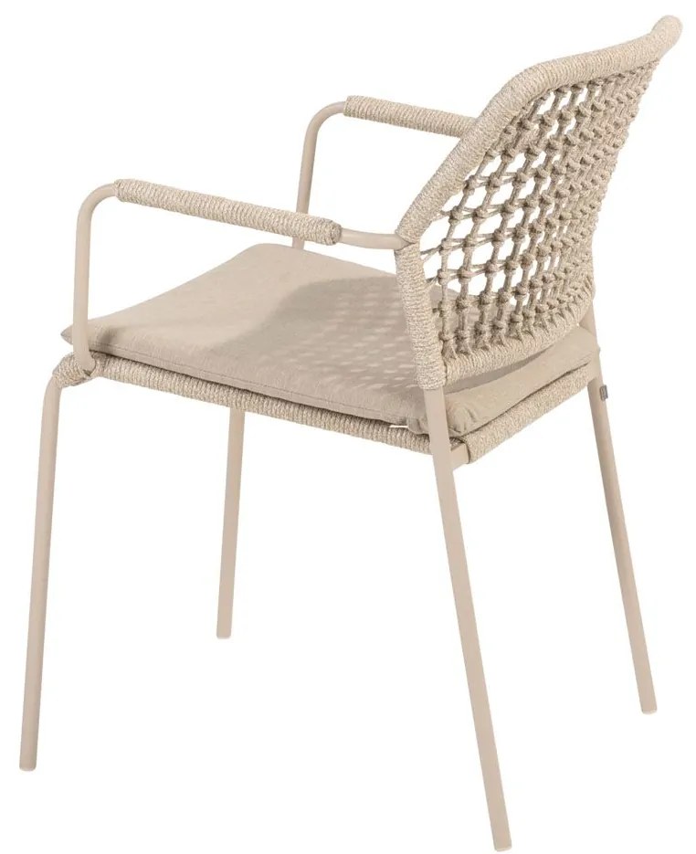 Taste by 4 Seasons Barista tuinset latte met Prado teak tafel met rond blad Ø 160 cm Tuinset beige weerbestendig