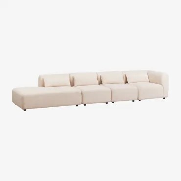 Fogler 4-delige Modulaire Hoekbank Met Chaise Longue Chenille Crème Beige - Sklum
