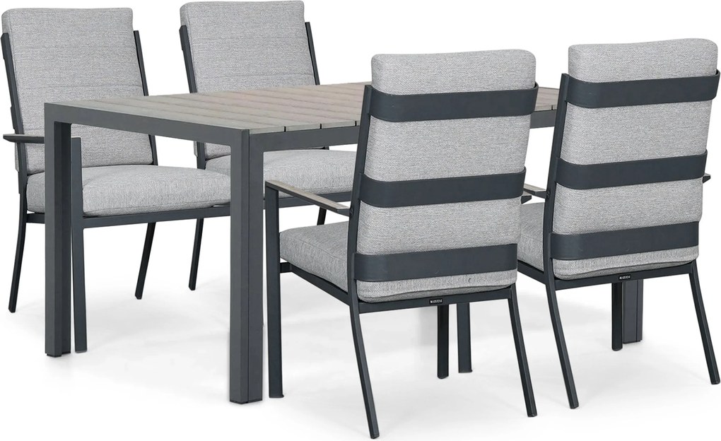 Tuinset 4 personen 155 cm Aluminium Grijs Lifestyle Garden Furniture Lecce/Young