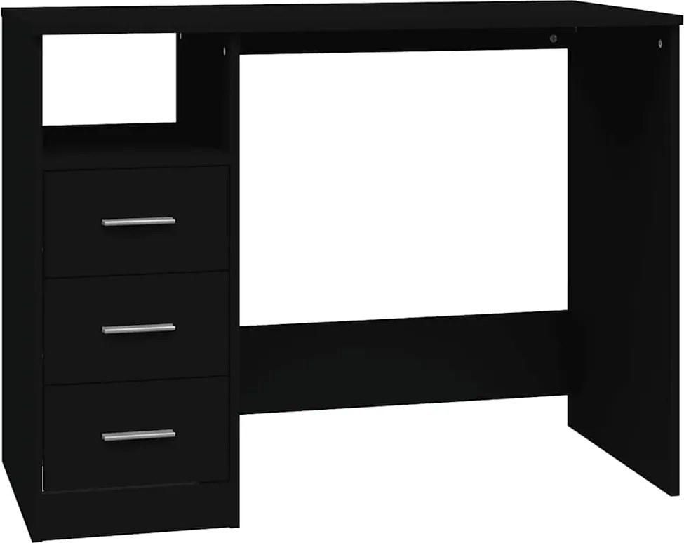vidaXL Bureau met lades 102x50x76 cm bewerkt hout zwart
