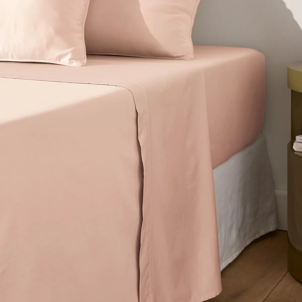 Effen katoenen satijnen laken, 153 draden, Opale