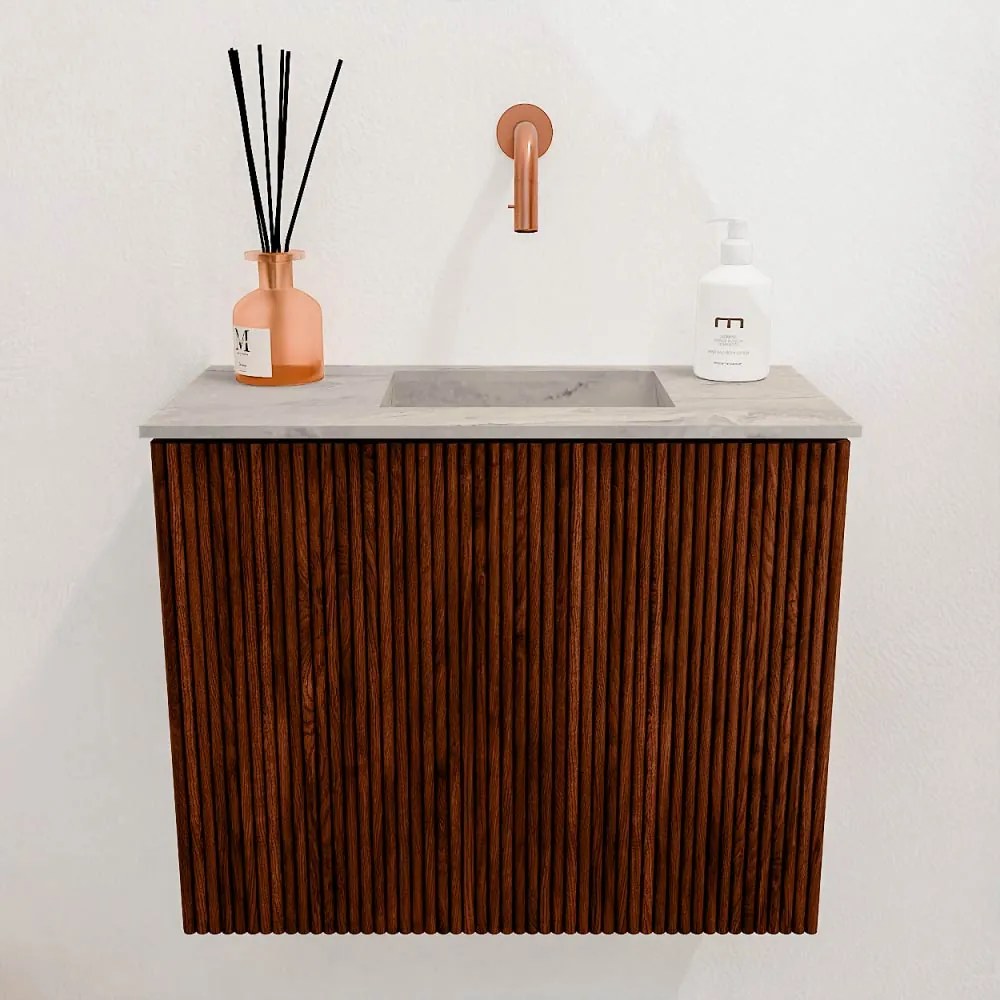 Mondiaz Joya DLux 50cm toiletmeubel ruby met wastafel faye rechts zonder kraangat glace