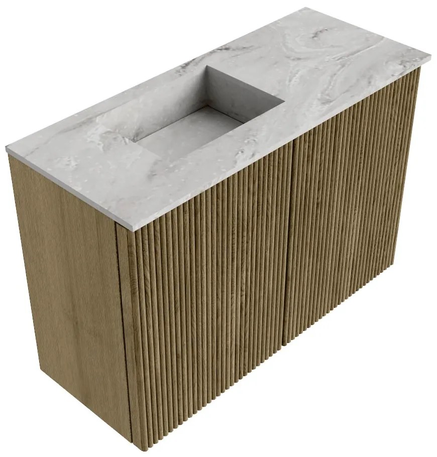 Mondiaz Joya DLux 60cm toiletmeubel dusk met wastafel faye links zonder kraangat glace